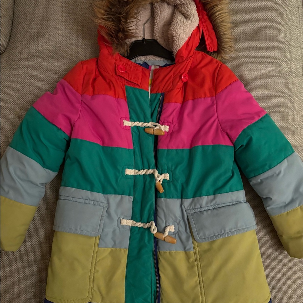 Colorful Striped Hooded Coat